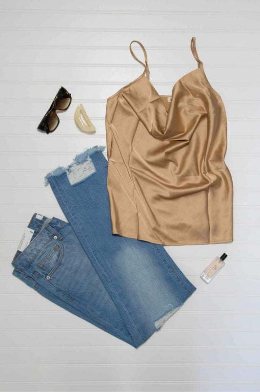 Gold Cowl Neck Tank